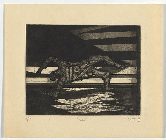 Artist: b'SELLBACH, Udo' | Title: b'Fall' | Date: 1965 | Technique: b'etching and aquatint printed in black ink, from one plate' Artist: b'SELLBACH, Udo' | Title: b'Fall' | Date: 1965 | Technique: b'etching and aquatint printed in black ink, from one plate'