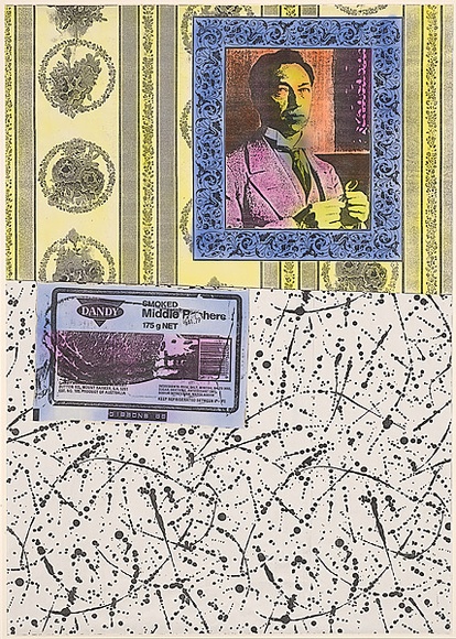 Title: b'Great bores of Modern Art: Opening of the Seventh Seal (Kandinsky)' | Date: 1989 | Technique: b'photocopy, printed in black ink, from collaged artwork; hand-coloured in colour aerosol paint' Title: b'Great bores of Modern Art: Opening of the Seventh Seal (Kandinsky)' | Date: 1989 | Technique: b'photocopy, printed in black ink, from collaged artwork; hand-coloured in colour aerosol paint'