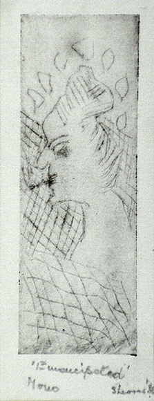 Artist: b'Shearer, Mitzi.' | Title: b'Emancipated' | Date: 1980 | Technique: b'etching, printed in black ink, from one plate' Artist: b'Shearer, Mitzi.' | Title: b'Emancipated' | Date: 1980 | Technique: b'etching, printed in black ink, from one plate'