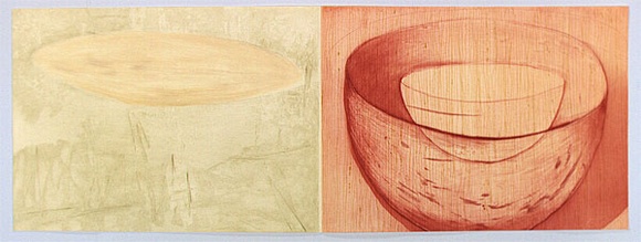 Artist: b'McConchie Barbara.' | Title: b'Page 27 the bowl becomes known' | Date: 1994 - 1995 | Technique: b'monotype, printed in colour, from multiple plates' Artist: b'McConchie Barbara.' | Title: b'Page 27 the bowl becomes known' | Date: 1994 - 1995 | Technique: b'monotype, printed in colour, from multiple plates'