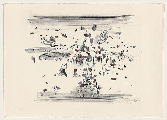 Artist: b'WILLIAMS, Fred' | Title: b'You Yangs landscape' | Date: 1963 | Technique: b'lithograph, printed in colour, from three zinc plates' | Copyright: b'\xc2\xa9 Fred Williams Estate' Artist: b'WILLIAMS, Fred' | Title: b'You Yangs landscape' | Date: 1963 | Technique: b'lithograph, printed in colour, from three zinc plates' | Copyright: b'\xc2\xa9 Fred Williams Estate'