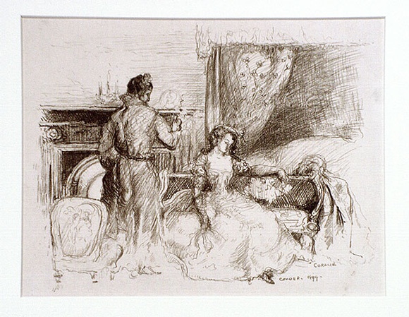 Artist: b'Conder, Charles.' | Title: b'Coralie.' | Date: 1899 | Technique: b'transfer-lithograph, printed in brown-green ink, from one stone' Artist: b'Conder, Charles.' | Title: b'Coralie.' | Date: 1899 | Technique: b'transfer-lithograph, printed in brown-green ink, from one stone'