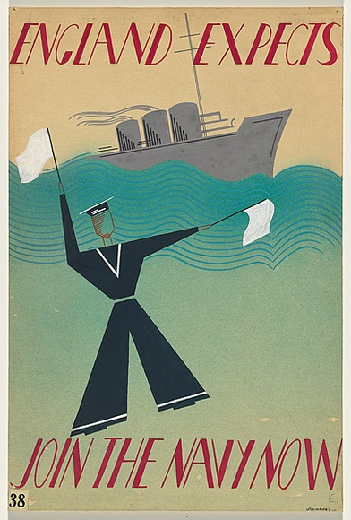 Artist: b'Jennings.' | Title: b'England expects - Join the Navy Now' | Technique: b'watercolour and poster paint'