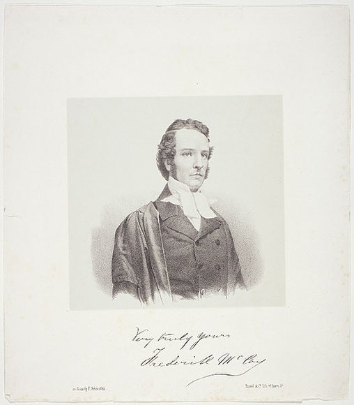 Title: not titled [Sir Frederick McCoy] | Date: 1859 | Technique: lithograph, printed in colour, from multiple stones (black image, buff tint stone)
