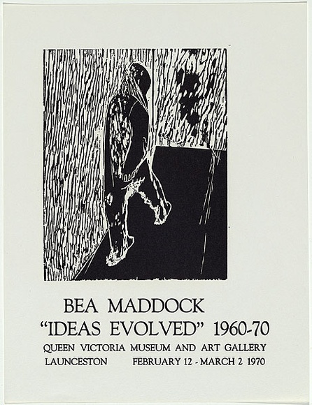 Artist: b'MADDOCK, Bea' | Title: b'Exhibition poster: Bea Maddock Ideas evolved 1960-70' | Date: 1970 | Technique: b'process block and letterpress' Artist: b'MADDOCK, Bea' | Title: b'Exhibition poster: Bea Maddock Ideas evolved 1960-70' | Date: 1970 | Technique: b'process block and letterpress'