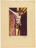 Title: not titled [Christ on the cross] | Date: 1950s-60s | Technique: linocut, printed in colour, from multiple blocks