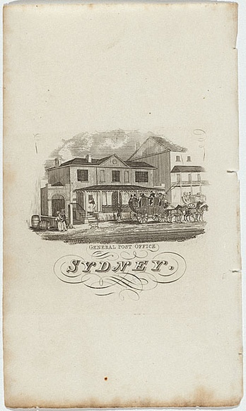 Title: b'Advertisement: General Post Office, Sydney.' | Date: 1838 | Technique: b'engraving, printed in black ink, from one plate' Title: b'Advertisement: General Post Office, Sydney.' | Date: 1838 | Technique: b'engraving, printed in black ink, from one plate'