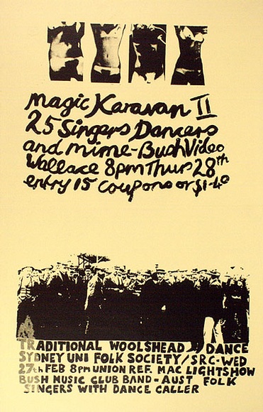 Artist: b'Burns, Tim.' | Title: bMagic Karavan II'; 'Traditional Woolshed Dance' | Technique: b'screenprint, printed in colour, from multiple stencils' Artist: b'Burns, Tim.' | Title: bMagic Karavan II'; 'Traditional Woolshed Dance' | Technique: b'screenprint, printed in colour, from multiple stencils'