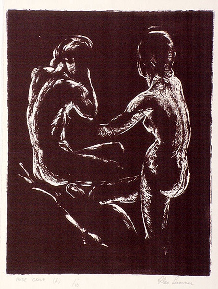 Artist: b'Sumner, Alan.' | Title: b'Nude group (A)' | Date: 1944-46 | Technique: b'screenprint, printed in dark purple ink, from one screen' Artist: b'Sumner, Alan.' | Title: b'Nude group (A)' | Date: 1944-46 | Technique: b'screenprint, printed in dark purple ink, from one screen'