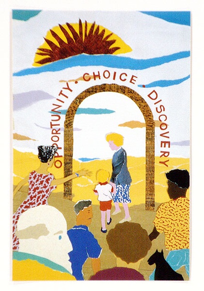 Artist: b'Cook, James.' | Title: b'Postcard: Opportunity, choice, discovery.' | Date: 1989 | Technique: b'lithograph, printed in colour, from process plates' Artist: b'Cook, James.' | Title: b'Postcard: Opportunity, choice, discovery.' | Date: 1989 | Technique: b'lithograph, printed in colour, from process plates'