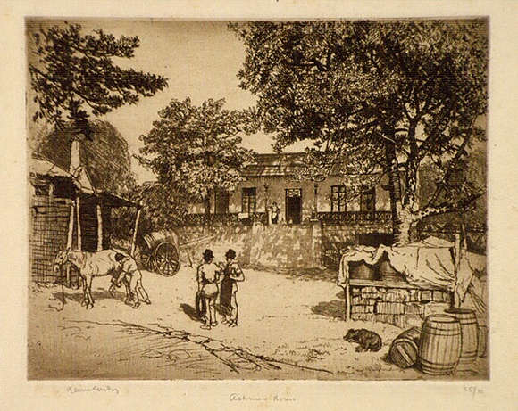 Artist: b'LINDSAY, Lionel' | Title: b'Ashmore House, Old Kent Street, Sydney demolished 1912' | Date: 1917 | Technique: b'etching, printed in brown ink with plate-tone, from one plate' | Copyright: b'Courtesy of the National Library of Australia' Artist: b'LINDSAY, Lionel' | Title: b'Ashmore House, Old Kent Street, Sydney demolished 1912' | Date: 1917 | Technique: b'etching, printed in brown ink with plate-tone, from one plate' | Copyright: b'Courtesy of the National Library of Australia'