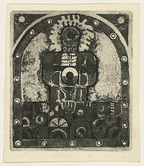 Title: b'Panel for the seven days of creation 6' | Date: c.1965 | Technique: b'etching and aquatint, printed in black ink, from one plate' Title: b'Panel for the seven days of creation 6' | Date: c.1965 | Technique: b'etching and aquatint, printed in black ink, from one plate'