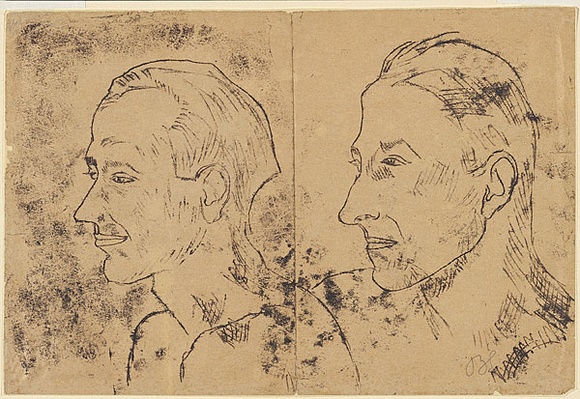 Artist: b'Simon, Bruno.' | Title: b'Fellow Internees' | Date: 1940, 18 December | Technique: b'monotype, printed in brown ink, from one plate' Artist: b'Simon, Bruno.' | Title: b'Fellow Internees' | Date: 1940, 18 December | Technique: b'monotype, printed in brown ink, from one plate'