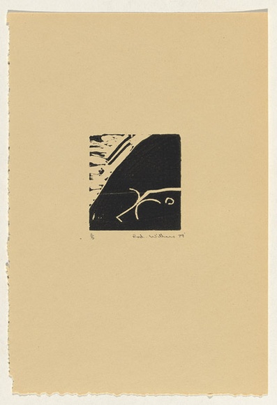 Artist: b'Withers, Rod.' | Title: b'Woodcut: from the set Australian birds of prey or the rogue sparrow' | Date: 1979 | Technique: b'woodcut, printed in black ink, from one block' Artist: b'Withers, Rod.' | Title: b'Woodcut: from the set Australian birds of prey or the rogue sparrow' | Date: 1979 | Technique: b'woodcut, printed in black ink, from one block'