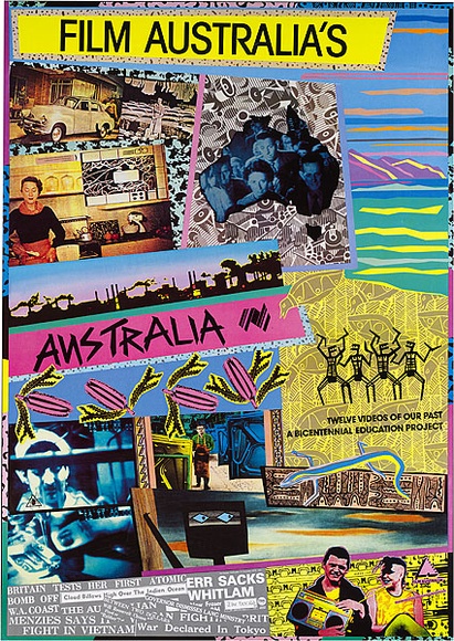 Artist: b'REDBACK GRAPHIX' | Title: bFilm Australia's Australia. | Date: 1988 | Technique: b'offset-lithograph, printed in colour, from multiple plates' | Copyright: b'\xc2\xa9 Michael Callaghan' Artist: b'REDBACK GRAPHIX' | Title: bFilm Australia's Australia. | Date: 1988 | Technique: b'offset-lithograph, printed in colour, from multiple plates' | Copyright: b'\xc2\xa9 Michael Callaghan'
