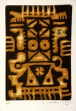 Artist: SELLBACH, Udo | Title: (Circles and triangles) | Date: (1965) | Technique: etching printed in orange and black ink, from two plates
