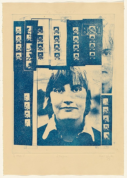 Title: b'The stages of T.P.: intrigue' | Date: 1979 | Technique: b'photo-etching, printed in blue ink, from one plate'