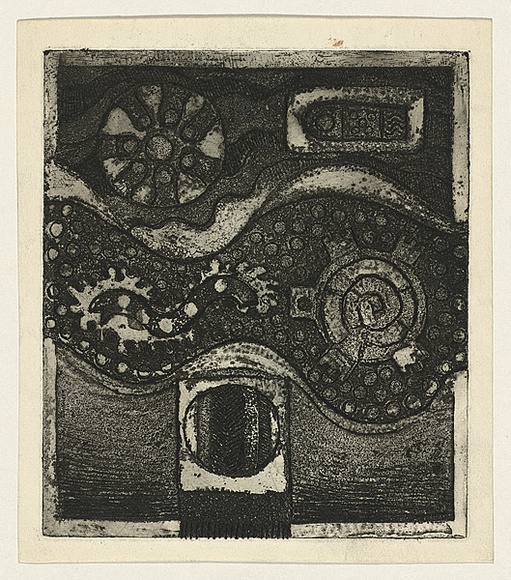 Title: b'Panel for the seven days of creation 7' | Date: c.1965 | Technique: b'etching and aquatint, printed in black ink, from one plate' Title: b'Panel for the seven days of creation 7' | Date: c.1965 | Technique: b'etching and aquatint, printed in black ink, from one plate'