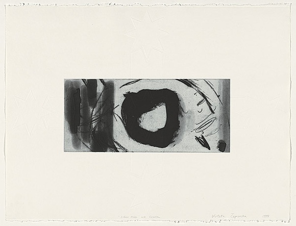 Artist: b'Capovska, Violeta.' | Title: b'Silver moon with Eureka' | Date: 1994 | Technique: b'etching, printed in black ink, from one plate' Artist: b'Capovska, Violeta.' | Title: b'Silver moon with Eureka' | Date: 1994 | Technique: b'etching, printed in black ink, from one plate'