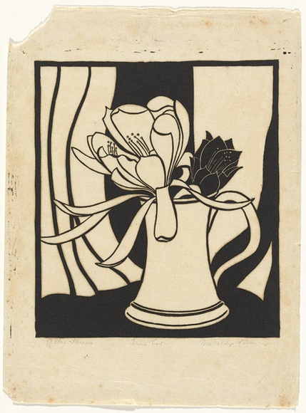Artist: b'Brown, Madeleine.' | Title: b'Cactus Flowers.' | Date: 1933-34 | Technique: b'linocut, printed in black ink, from one block' Artist: b'Brown, Madeleine.' | Title: b'Cactus Flowers.' | Date: 1933-34 | Technique: b'linocut, printed in black ink, from one block'