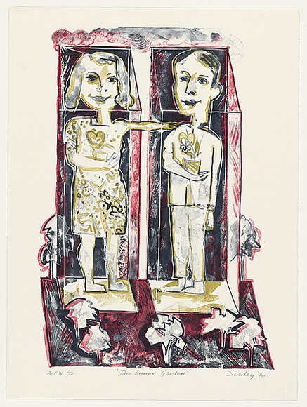 Artist: b'Sibley, Andrew.' | Title: b'The inner garden' | Date: 1990 | Technique: b'lithograph, printed in colour, from three stones' Artist: b'Sibley, Andrew.' | Title: b'The inner garden' | Date: 1990 | Technique: b'lithograph, printed in colour, from three stones'