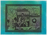 Title: Pearling industry | Date: 1994 | Technique: linocut, printed in black ink, from one block; hand-coloured