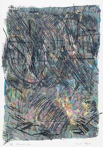 Artist: b'MEYER, Bill' | Title: b'Faraway tree two' | Date: 1987 | Technique: b'screenprint, printed in eleven colours, from one direct emulsion reduction screen and two hand drawn with charcoal on acetate for indirect photo stencils' | Copyright: b'\xc2\xa9 Bill Meyer' Artist: b'MEYER, Bill' | Title: b'Faraway tree two' | Date: 1987 | Technique: b'screenprint, printed in eleven colours, from one direct emulsion reduction screen and two hand drawn with charcoal on acetate for indirect photo stencils' | Copyright: b'\xc2\xa9 Bill Meyer'