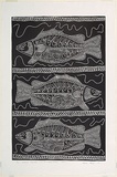 Artist: Barsa, Tatipai w. | Title: Seasonal migration and the mating season (Fish) | Date: 1996 | Technique: linocut, printed in black ink, from one block