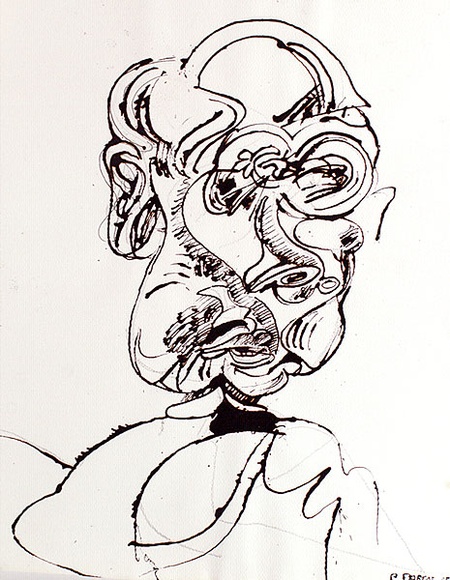 Artist: b'Partos, Paul.' | Title: b'(Head of a man)' | Date: 1965 | Technique: b'monotype, printed in brown ink, from one plate; pencil additions' Artist: b'Partos, Paul.' | Title: b'(Head of a man)' | Date: 1965 | Technique: b'monotype, printed in brown ink, from one plate; pencil additions'