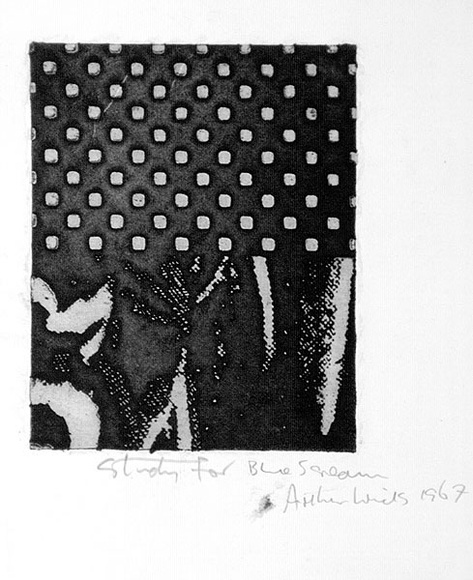 Artist: b'WICKS, Arthur' | Title: b'Study for blue scream' | Date: 1967 | Technique: b'photo-etching, printed in black ink, from one plate' Artist: b'WICKS, Arthur' | Title: b'Study for blue scream' | Date: 1967 | Technique: b'photo-etching, printed in black ink, from one plate'