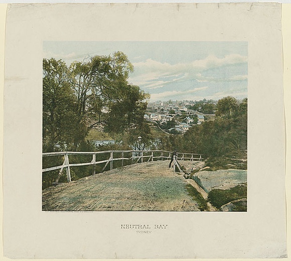 Artist: b'Phillip-Stephan Photo-Litho. and Typographic Process Co. Ltd.' | Title: b'Neutral Bay, Sydney' | Date: 1888 | Technique: b'photo-lithograph, printed in colour, from multiple stones' Artist: b'Phillip-Stephan Photo-Litho. and Typographic Process Co. Ltd.' | Title: b'Neutral Bay, Sydney' | Date: 1888 | Technique: b'photo-lithograph, printed in colour, from multiple stones'