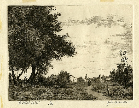Artist: b'Farmer, John.' | Title: b'Evening glow.' | Date: c.1960 | Technique: b'etching, printed in black ink with plate-tone, from one plate'