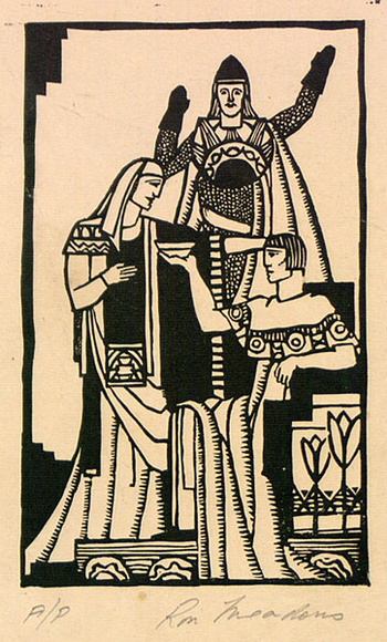 Artist: b'Meadows, Ron.' | Title: b'Greeting card: Christmas' | Date: 1932 | Technique: b'linocut, printed in black ink, from one block' Artist: b'Meadows, Ron.' | Title: b'Greeting card: Christmas' | Date: 1932 | Technique: b'linocut, printed in black ink, from one block'