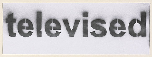 Artist: b'Azlan.' | Title: b'televised.' | Date: 2003 | Technique: b'stencil, printed in red ink, from one stencil'