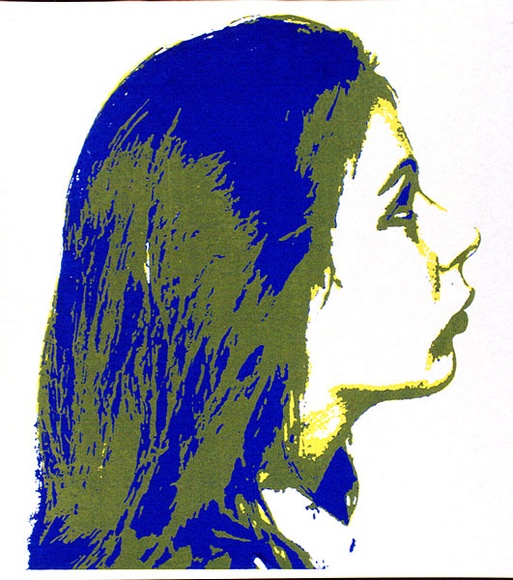 Artist: b'Conacher, Andrew.' | Title: b(Poster of girl's face). | Date: c.1974 | Technique: b'screenprint, printed in colour, from multiple stencils' Artist: b'Conacher, Andrew.' | Title: b(Poster of girl's face). | Date: c.1974 | Technique: b'screenprint, printed in colour, from multiple stencils'