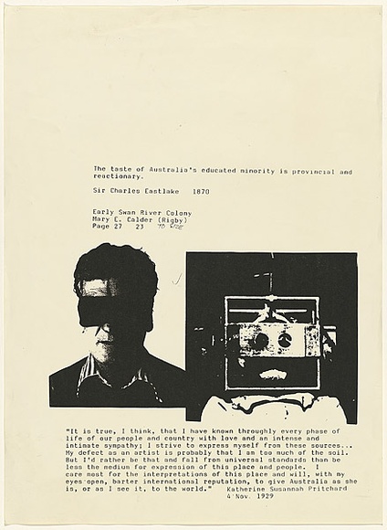 Title: not titled [The taste of Australia's educated minority...] | Date: 1980s | Technique: screenprint, printed in black ink, from one stencil
