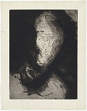 Artist: MADDOCK, Bea | Title: Mysterious head | Date: May 1961 | Technique: etching, aquatint and burnishing, printed in black ink, from one zinc plate