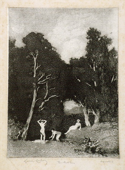 Artist: b'LINDSAY, Lionel' | Title: b'The bathers' | Date: 1917 | Technique: b'aquatint, etching and roulette, printed in black ink, from one plate' | Copyright: b'Courtesy of the National Library of Australia' Artist: b'LINDSAY, Lionel' | Title: b'The bathers' | Date: 1917 | Technique: b'aquatint, etching and roulette, printed in black ink, from one plate' | Copyright: b'Courtesy of the National Library of Australia'