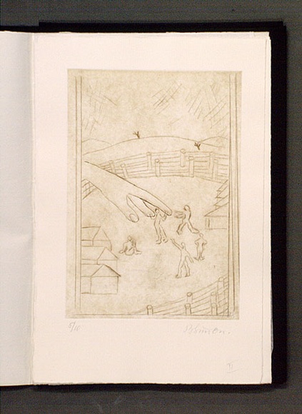 Artist: b'Simon, Bruno.' | Title: b'Tatura dreams II.' | Date: 1941-87 | Technique: b'photo-etching, printed in brown ink with plate-tone, from one zinc plate' Artist: b'Simon, Bruno.' | Title: b'Tatura dreams II.' | Date: 1941-87 | Technique: b'photo-etching, printed in brown ink with plate-tone, from one zinc plate'
