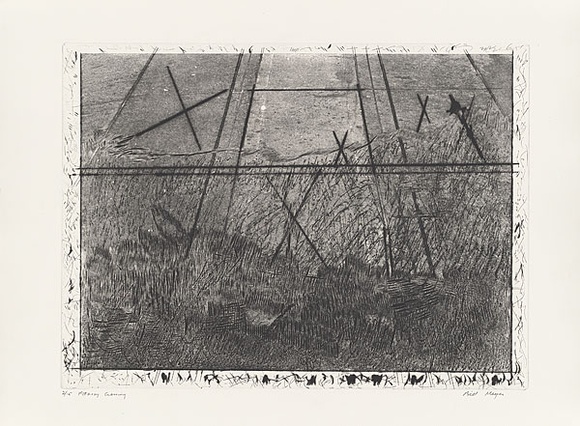 Artist: b'MEYER, Bill' | Title: b'Fitzroy Crossing' | Date: 1981 | Technique: b'photo-etching, aquatint, drypoint, printed in black ink, from one zinc plate (mitsui, pre-coated)' | Copyright: b'\xc2\xa9 Bill Meyer' Artist: b'MEYER, Bill' | Title: b'Fitzroy Crossing' | Date: 1981 | Technique: b'photo-etching, aquatint, drypoint, printed in black ink, from one zinc plate (mitsui, pre-coated)' | Copyright: b'\xc2\xa9 Bill Meyer'