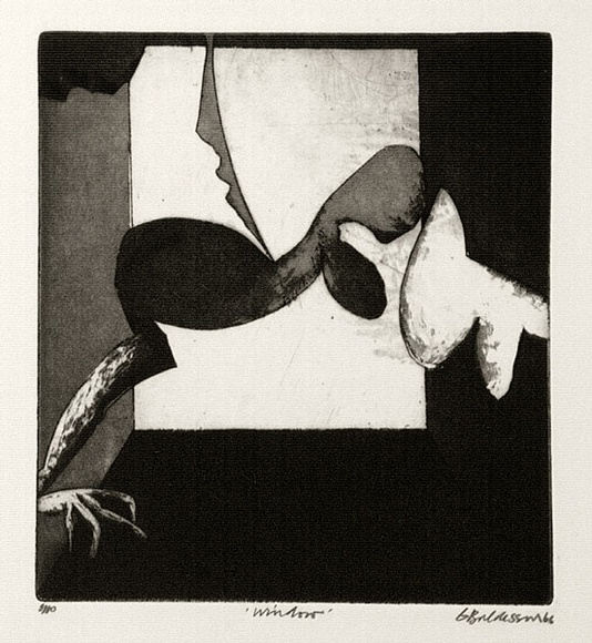 Artist: b'BALDESSIN, George' | Title: b'Window.' | Date: 1966 | Technique: b'etching and aquatint, printed in black ink, from one plate' Artist: b'BALDESSIN, George' | Title: b'Window.' | Date: 1966 | Technique: b'etching and aquatint, printed in black ink, from one plate'