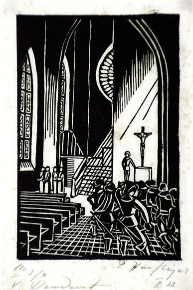 Artist: b'Haefliger, Paul.' | Title: b'Illustration for Oscar Wilde tale' | Date: 1931-33 | Technique: b'woodcut, printed in black ink, from one block' Artist: b'Haefliger, Paul.' | Title: b'Illustration for Oscar Wilde tale' | Date: 1931-33 | Technique: b'woodcut, printed in black ink, from one block'