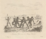 Title: Cérémonies préliminaires d'un mariage australien [Preliminary ceremonies of an Australian marriage] | Date: 1835 | Technique: engraving, printed in black ink, from one steel plate