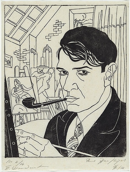 Artist: b'Haefliger, Paul.' | Title: b'not titled (self-portrait)' | Date: 1932, March | Technique: b'woodcut, printed in black ink, from one block' Artist: b'Haefliger, Paul.' | Title: b'not titled (self-portrait)' | Date: 1932, March | Technique: b'woodcut, printed in black ink, from one block'