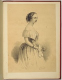 Artist: b'Thomas, Edmund.' | Title: b'not titled [portrait of Miss Catherine Hayes].' | Date: 1857 | Technique: b'lithograph, printed in colour, from two stones (black ink with buff tint)'