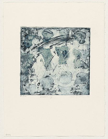 Artist: b'STAFFIERI, Mara' | Title: b'Watching' | Date: 1993 | Technique: b'etching and aquatint, printed in black and blue ink, from two plates' Artist: b'STAFFIERI, Mara' | Title: b'Watching' | Date: 1993 | Technique: b'etching and aquatint, printed in black and blue ink, from two plates'