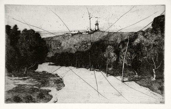 Artist: b'FEINT, Adrian' | Title: b'(Lighthouse, Palm Beach).' | Date: c.1922 | Technique: b'etching, printed in black ink, from one plate' | Copyright: b'Courtesy the Estate of Adrian Feint' Artist: b'FEINT, Adrian' | Title: b'(Lighthouse, Palm Beach).' | Date: c.1922 | Technique: b'etching, printed in black ink, from one plate' | Copyright: b'Courtesy the Estate of Adrian Feint'