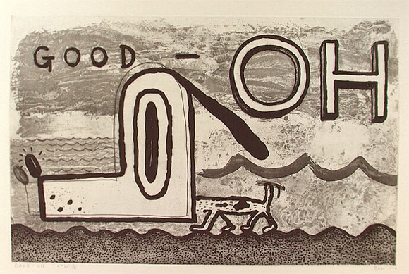 Artist: b'Bell, Michael.' | Title: b'Good - oh' | Date: 1994 | Technique: b'etching, aquatint, open-bit and drypoint, printed in black ink, from one plate' Artist: b'Bell, Michael.' | Title: b'Good - oh' | Date: 1994 | Technique: b'etching, aquatint, open-bit and drypoint, printed in black ink, from one plate'
