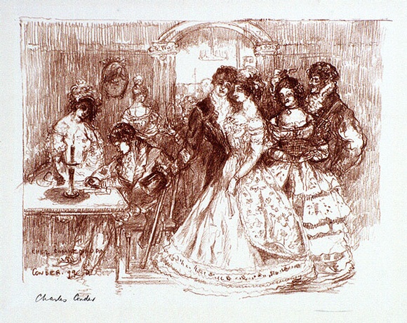 Artist: b'Conder, Charles.' | Title: b'Chez Camille Maupin.' | Date: 1899 | Technique: b'transfer-lithograph, printed in brownish red ink, from one stone' Artist: b'Conder, Charles.' | Title: b'Chez Camille Maupin.' | Date: 1899 | Technique: b'transfer-lithograph, printed in brownish red ink, from one stone'