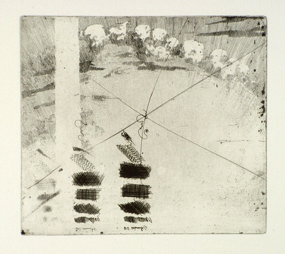 Artist: b'FEINT, Adrian' | Title: b'Test plate with etching experiments.' | Copyright: b'Courtesy the Estate of Adrian Feint' Artist: b'FEINT, Adrian' | Title: b'Test plate with etching experiments.' | Copyright: b'Courtesy the Estate of Adrian Feint'